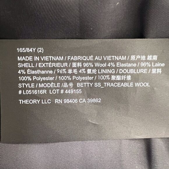 Theory Betty Dress Navy In Stretch Wool New With Tag Size 2 - Picture 10 of 11